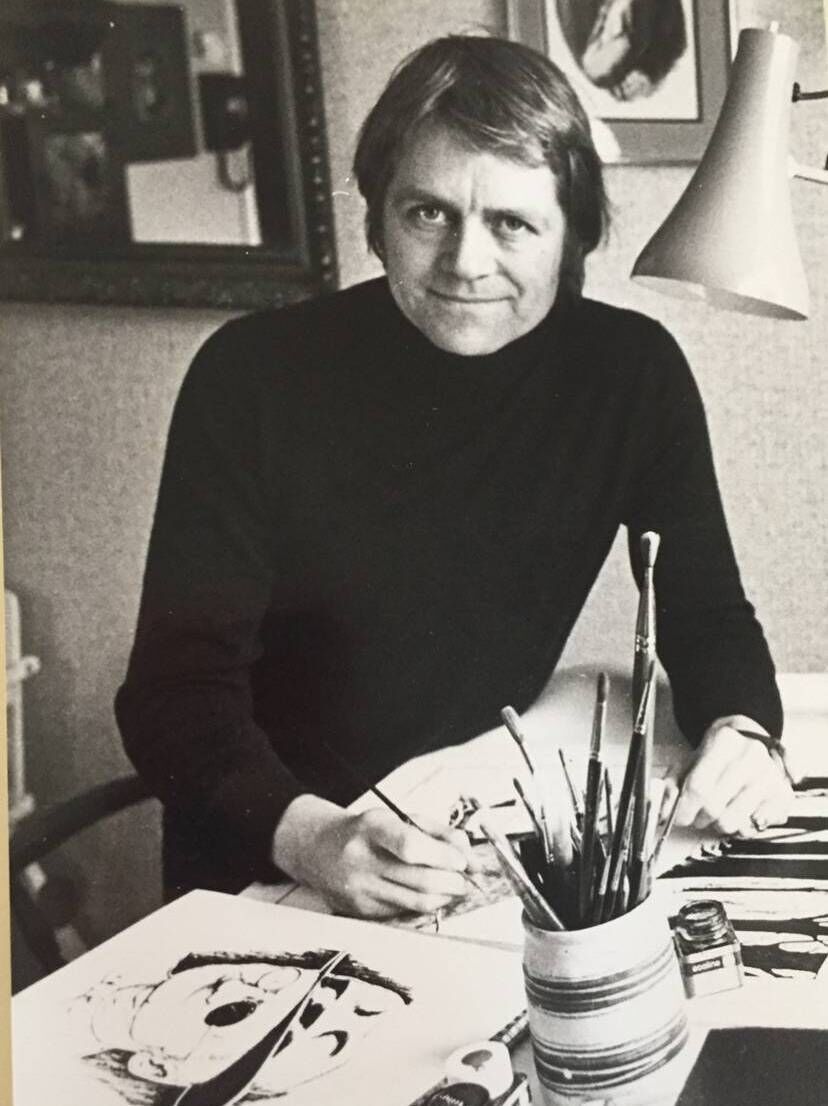 An archive photo of Don Conroy in his studio