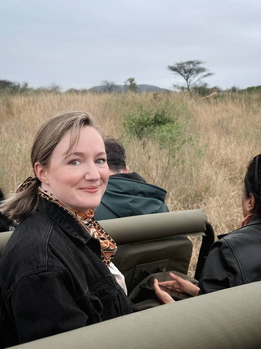 Denise on a game drive Denise on a game drive