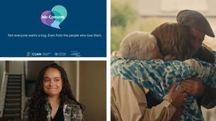 <p>The video shows two grandparents arriving at a house. One grandson is happy to receive a hug, while his sister expresses discomfort.</p>