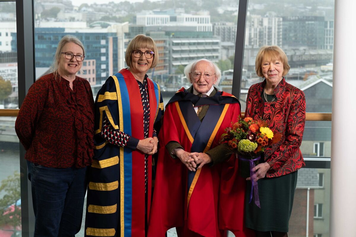 Senator Alice-Mary Higgins, Professor Maggie Cusack, president of Munster Technological University, Michael D Higgins, former president of Ireland, and Sabina Higgins, at MTU Cork School of Music. Picture: Joleen Cronin Senator Alice-Mary Higgins, Professor Maggie Cusack, president of Munster Technological University, Michael D Higgins, former president of Ireland, and Sabina Higgins, at MTU Cork School of Music. Picture: Joleen Cronin