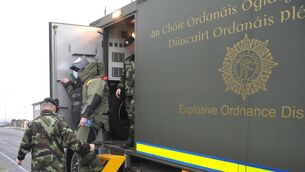 <p>Gardaí sought the assistance of the Defence Forces' Explosive Ordnance Disposal team on Friday morning to examine the hide and its contents. File picture: Dan Linehan</p>