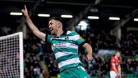 Aaron Greene celebrates scoring his side’s third goal 23/10/2026