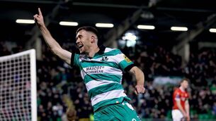 <p>CHAMPIONS AGAIN: Shamrock Rovers’ Aaron Greene celebrates scoring his side’s third goal of the game. Pic: ©INPHO/Ryan Byrne.</p> <p>CHAMPIONS AGAIN: Shamrock Rovers’ Aaron Greene celebrates scoring his side’s third goal of the game. Pic: ©INPHO/Ryan Byrne.</p>