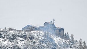 The Kehlsteinhaus on the Obersalzberg near Berchtesgaden, which was severely damaged by a fire (Jason Tschepljakow/dpa via AP)