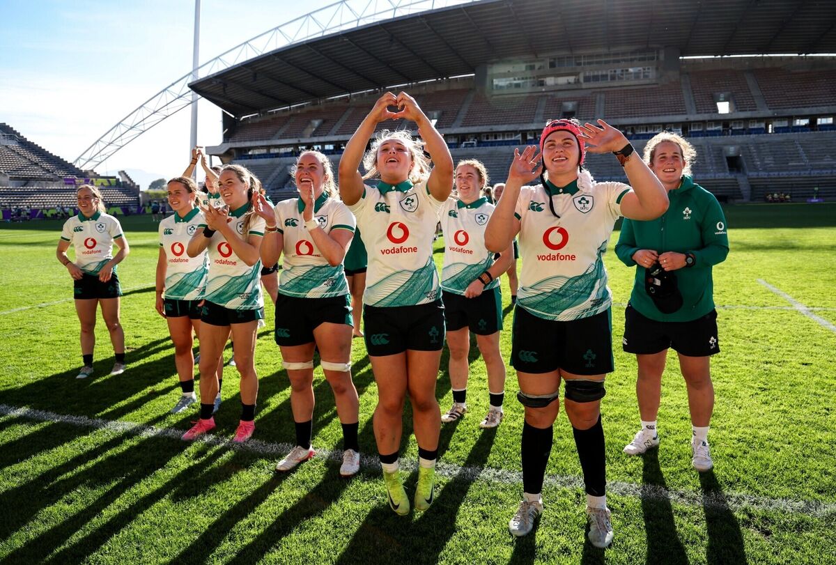 Ireland players after the WXV Global Series match between South Africa and Ireland at Athlone Stadium in Cape Town, South Africa. Photo by Shaun Roy/Sportsfile Ireland players after the WXV Global Series match between South Africa and Ireland at Athlone Stadium in Cape Town, South Africa. Photo by Shaun Roy/Sportsfile