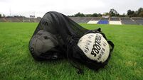 A view of a bag of O’Neills footballs ahead of the game 4/10/2026