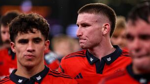 <p>GLUM FACES: Munster's Ben O'Connor dejected after the final whistle at Lansdowne Road. Pic: INPHO/Ben Brady</p>