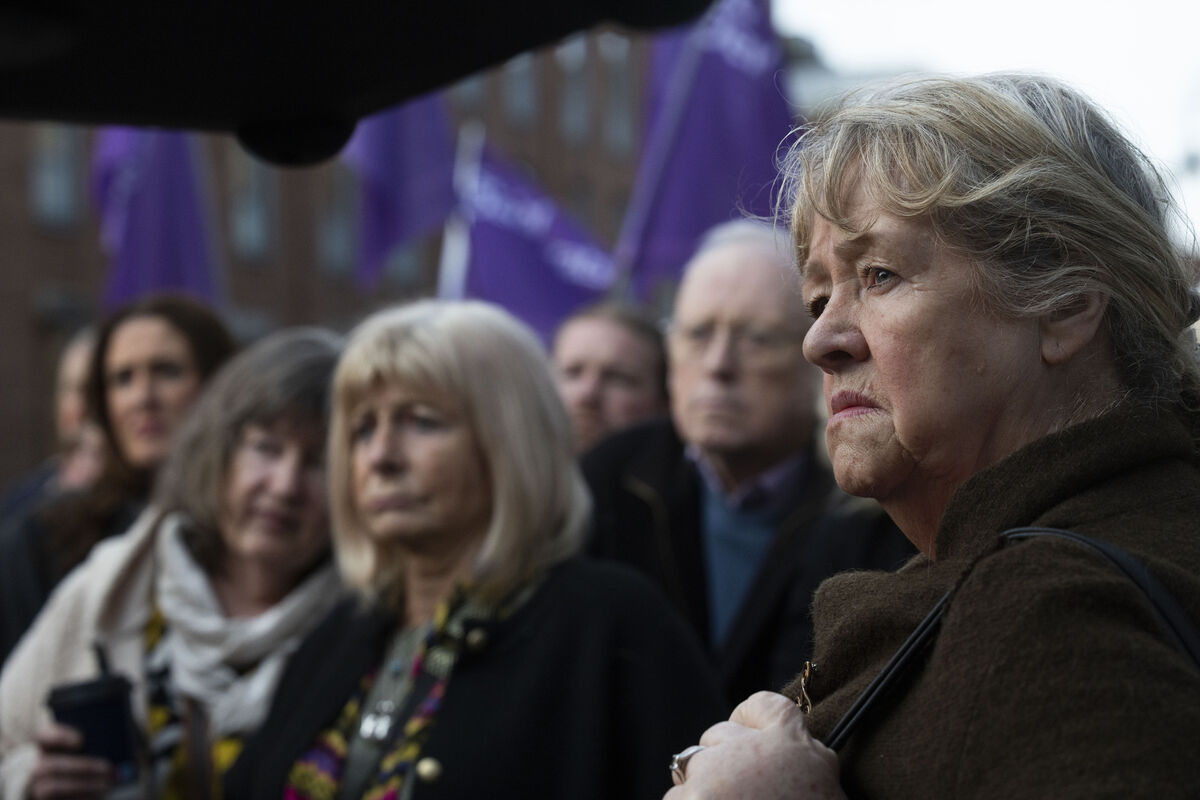 Maureen Sullivan, survivor of the Madeline Laundries, joins protesters against the construction of residential apartments where planning permission has been granted, on the site of Bessborough Mother and Baby Home in Cork. Picture: Sam Boal/Collins Maureen Sullivan, survivor of the Madeline Laundries, joins protesters against the construction of residential apartments where planning permission has been granted, on the site of Bessborough Mother and Baby Home in Cork. Picture: Sam Boal/Collins