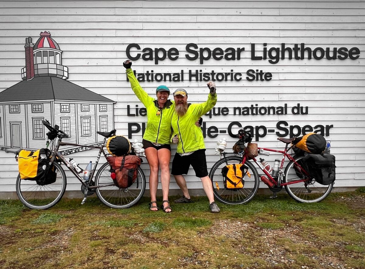 Ellie and Mark arriving Cape Spear, Newfoundland. Ellie and Mark arriving Cape Spear, Newfoundland.