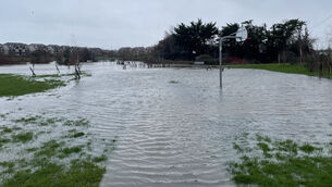 <p>Flood water covers a park in North Dublin flooded after heavy rain overnight, with further weather warnings expected on Friday night.</p> <p>Flood water covers a park in North Dublin flooded after heavy rain overnight, with further weather warnings expected on Friday night.</p>