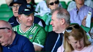 <p>US Ryder Cup captain Jim Furyk and JP McManus during the Munster Senior Hurling Championship match between Limerick and Tipperary at TUS Gaelic Grounds. Pic: Stephen McCarthy/Sportsfile.</p> <p>US Ryder Cup captain Jim Furyk and JP McManus during the Munster Senior Hurling Championship match between Limerick and Tipperary at TUS Gaelic Grounds. Pic: Stephen McCarthy/Sportsfile.</p>