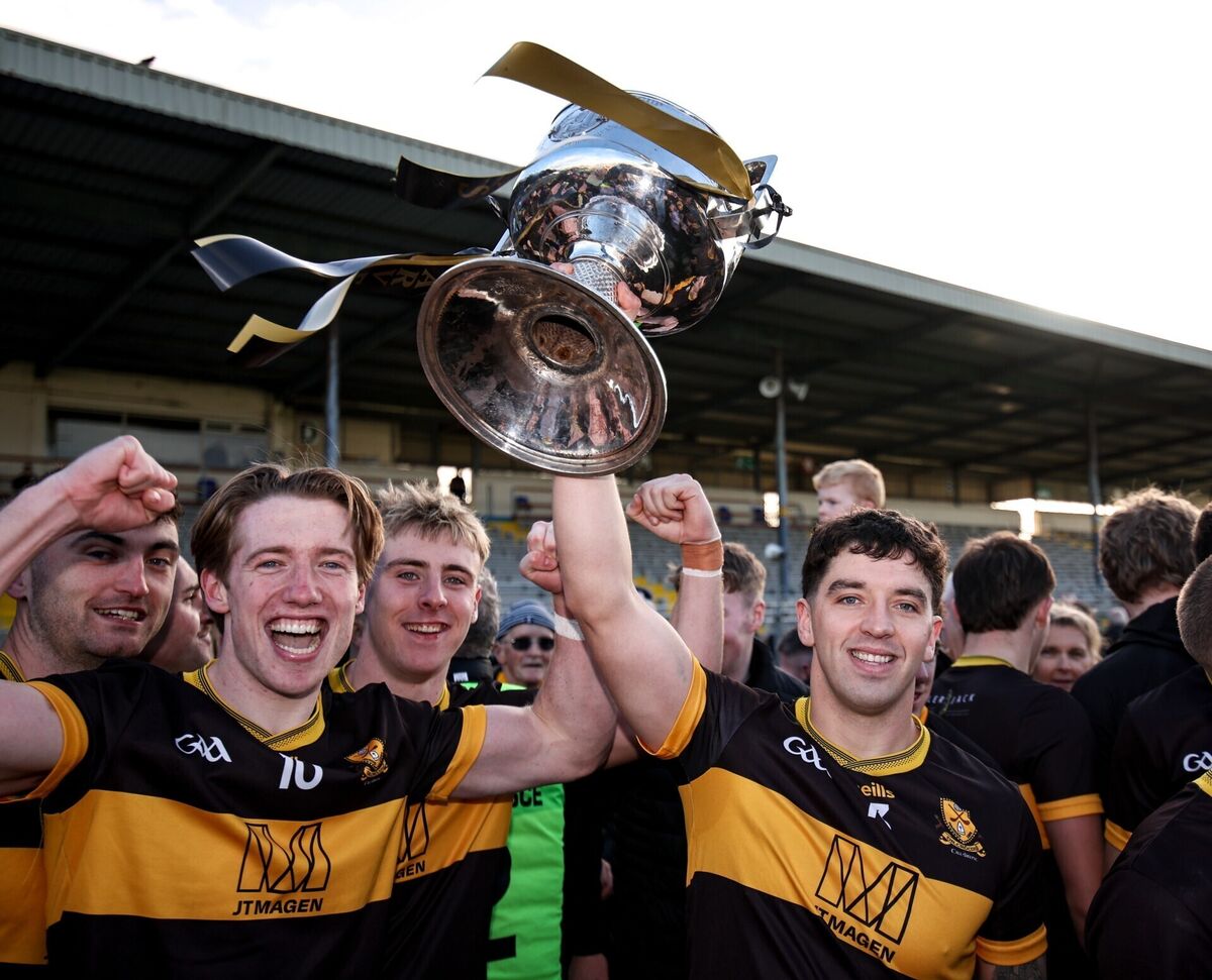 Dr Crokes captain Tony Brosnan celebrates with the Bishop Moynihan cup. Pic: Michael P Ryan/Sportsfile
