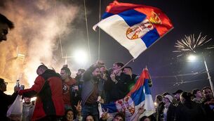 <p>Supporters of the movement, which has no experience of government, took to the streets in the west Balkan country on Monday after the strongman former president, Aleksandar Vučić, was defeated in a historic landslide. (Photo by Andrej Ivanov/Getty Images)</p> <p>Supporters of the movement, which has no experience of government, took to the streets in the west Balkan country on Monday after the strongman former president, Aleksandar Vučić, was defeated in a historic landslide. (Photo by Andrej Ivanov/Getty Images)</p>