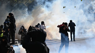 <p>The protests, which have broadened beyond education to draw in trade unions and yellow-vest activists, known for their high-visibility jackets, pose a test for Macron's minority government. (AP Photo/Emma Da Silva)</p> <p>The protests, which have broadened beyond education to draw in trade unions and yellow-vest activists, known for their high-visibility jackets, pose a test for Macron's minority government. (AP Photo/Emma Da Silva)</p>