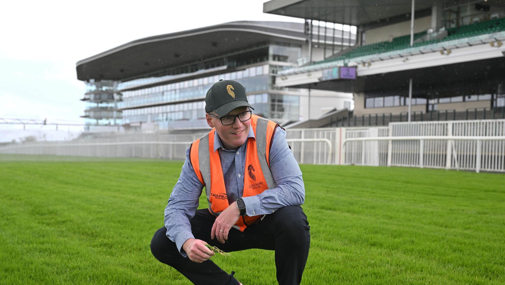 Michael Moloney, Chief Executive Galway Racecourse checks the going. Pic: Ray Ryan.