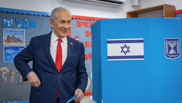 <p>Israel's Prime Minister Benjamin Netanyahu is facing what voters described as the most consequential election in their history. (Photo by Yonatan Sindel / POOL / AFP via Getty Images)</p>