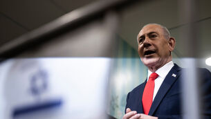 Israel’s Prime Minister Benjamin Netanyahu speaks to the media after voting at a polling station in Jerusalem (Jewel Samad/Pool Photo via AP) Israel’s Prime Minister Benjamin Netanyahu speaks to the media after voting at a polling station in Jerusalem (Jewel Samad/Pool Photo via AP)