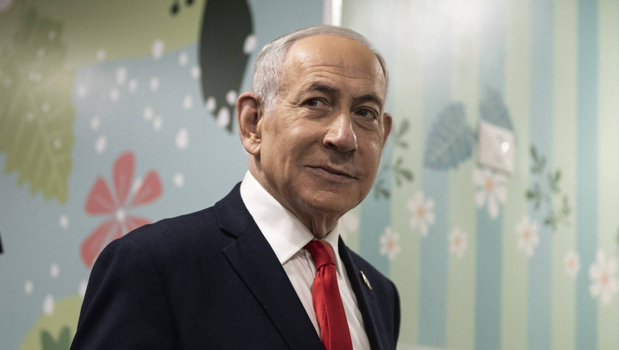 Israel's prime minister Benjamin Netanyahu arriving to speak to the media after voting at a polling station in Jerusalem on October 27, 2026. Picture: Jewel Samad/Pool Photo/ AFP via Getty Images 