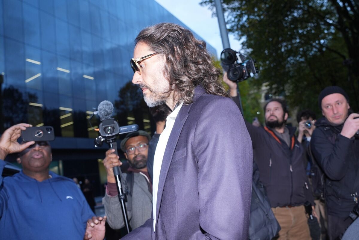 Russell Brand and his wife Laura Gallacher departing Southwark Crown Court on Wednesday. Picture: Yui Mok/PA