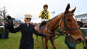 <p>State Man and Paul Townend win for trainer Willie Mullins and owner Marie Donnelly. Pic: Healy Racing</p> <p>State Man and Paul Townend win for trainer Willie Mullins and owner Marie Donnelly. Pic: Healy Racing</p>