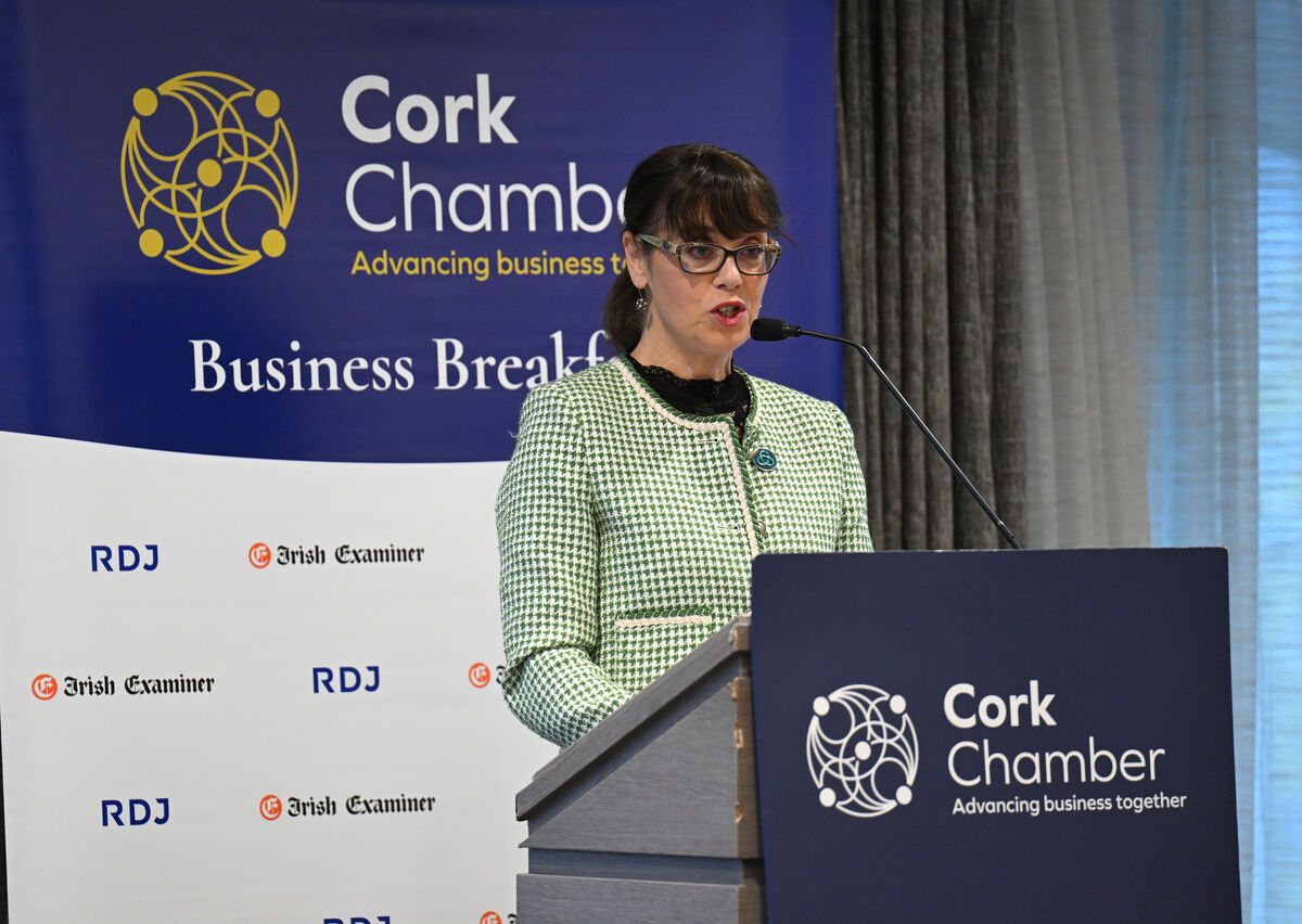 Jenny Melia, CEO, Enterprise Ireland speaking at the Cork Chamber Business Breakfast, in association with RDJ LLP and media partner Irish Examiner at Clayton Hotel Cork City. Picture: Larry Cummins Jenny Melia, CEO, Enterprise Ireland speaking at the Cork Chamber Business Breakfast, in association with RDJ LLP and media partner Irish Examiner at Clayton Hotel Cork City. Picture: Larry Cummins
