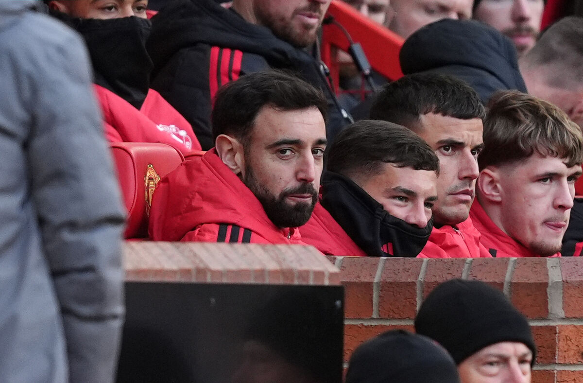 Manchester United's Bruno Fernandes on the substitutes bench during his side's loss to Bournemouth Manchester United's Bruno Fernandes on the substitutes bench during his side's loss to Bournemouth