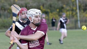 <p>Dylan Doherty in Championship action for Leixlip. Pic: Sean Brilly</p>