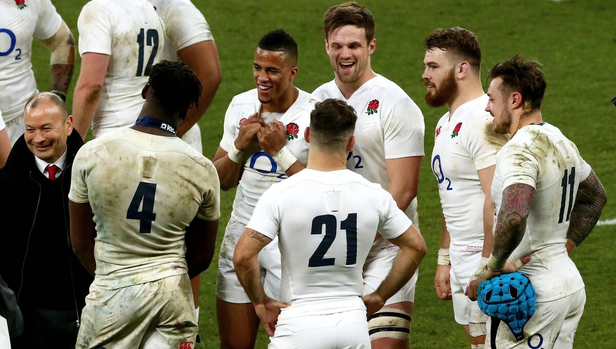 TEST TIMES: England head coach Eddie Jones jokes with Maro Itoje, Anthony Watson, Elliot Daly, Kieran Brookes, Jack Nowell and Danny Care after a Six Nations game against Wales in 2016. Pic: INPHO/James Crombie TEST TIMES: England head coach Eddie Jones jokes with Maro Itoje, Anthony Watson, Elliot Daly, Kieran Brookes, Jack Nowell and Danny Care after a Six Nations game against Wales in 2016. Pic: INPHO/James Crombie