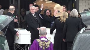 <p>The coffins of Philip and Kim English and their sons, Jayden and Callum, being carried out of the Sacred Heart Church Parish Centre, The Folly, Waterford City after their funeral Mass. Picture: Cate McCurry</p> <p>The coffins of Philip and Kim English and their sons, Jayden and Callum, being carried out of the Sacred Heart Church Parish Centre, The Folly, Waterford City after their funeral Mass. Picture: Cate McCurry</p>