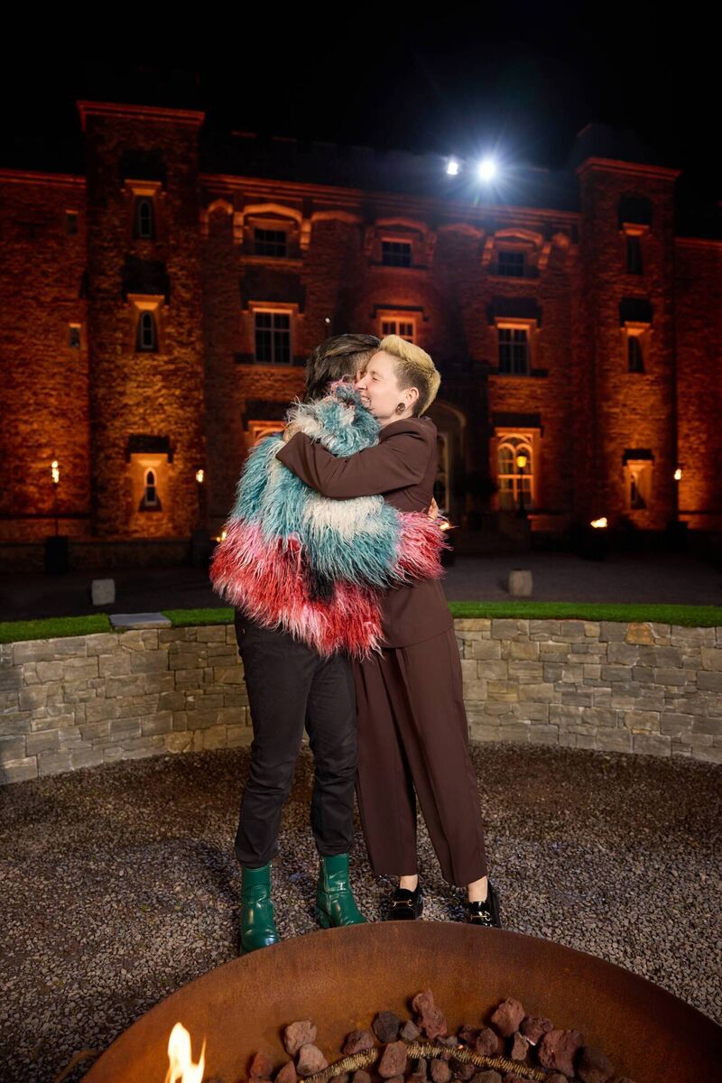 Diego and Anna embracing after catching the final traitor and winning Traitors Ireland. Picture: Evan Doherty.