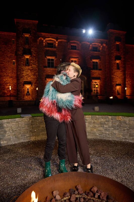 Diego and Anna embracing after catching the final traitor and winning Traitors Ireland. Picture: Evan Doherty.