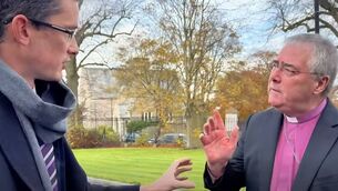 <p>Enoch Burke confronting the Archbishop of Armagh and Primate of All Ireland John McDowell. Video: Social Media</p>