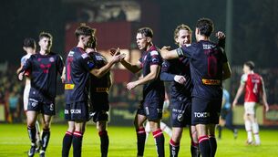 <p>Jordan Flores scored an equaliser for Bohemians against St Patrick's Athletic. Pic: ©INPHO/James Lawlor</p>