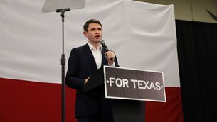 <p>US Senate candidate James Talarico at a rally in Dallas on Thursday. Picture: Hannah McCarthy </p>