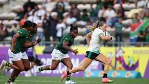 <p>ON THE RUN: Béibhinn Parsons of Ireland makes a break during the WXV Global Series match between South Africa and Ireland at the Athlone Stadium in Cape Town, South Africa. Photo by Shaun Roy/Sportsfile</p>