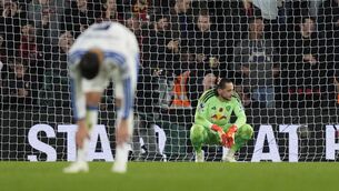 <p>FOLD TRAFFORD: Leeds United goalkeeper James Trafford looks dejected after conceding their 2nd goal during the Premier League match at the Vitality Stadium, Bournemouth.</p> <p>FOLD TRAFFORD: Leeds United goalkeeper James Trafford looks dejected after conceding their 2nd goal during the Premier League match at the Vitality Stadium, Bournemouth.</p>