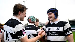 <p>JOB DONE: Jhy Legg, right, and Patrick Dowling of Old Belvedere after the Energia Men's All-Ireland League Division 1A match between Cork Constitution and Old Belvedere at Temple Hill in Cork. Photo by Eakin Howard/Sportsfile</p> <p>JOB DONE: Jhy Legg, right, and Patrick Dowling of Old Belvedere after the Energia Men's All-Ireland League Division 1A match between Cork Constitution and Old Belvedere at Temple Hill in Cork. Photo by Eakin Howard/Sportsfile</p>