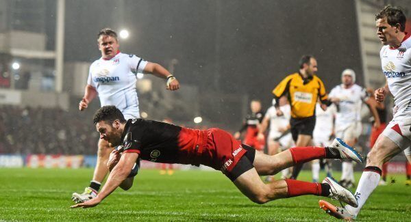 Duncan Taylor scores Saracens' third try of the game at Kingspan Stadium. Picture credit: Ramsey Cardy / SPORTSFILE