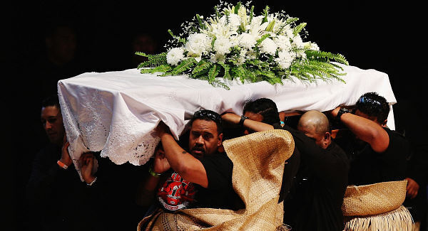 The casket containing the body of Jonah Lomu is carried out by Lomu family members. Pic: Inpho The casket containing the body of Jonah Lomu is carried out by Lomu family members. Pic: Inpho
