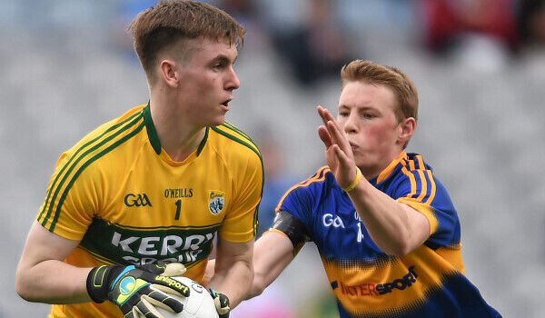 Billy Courtney of Kerry in action against Tipperary's Brian McGrath today. Pictures: Sportsfile