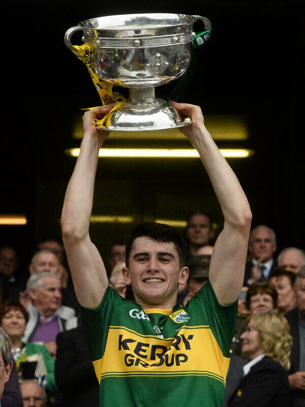 Mark O'Connor lifts the Tom Markham cup for Kerry. Picture: Sportsfile