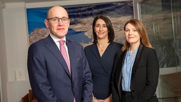 Shane Crossan, managing partner with law firm OFX, with newly appointed partners Joan Byrne and Judith Curtin.
