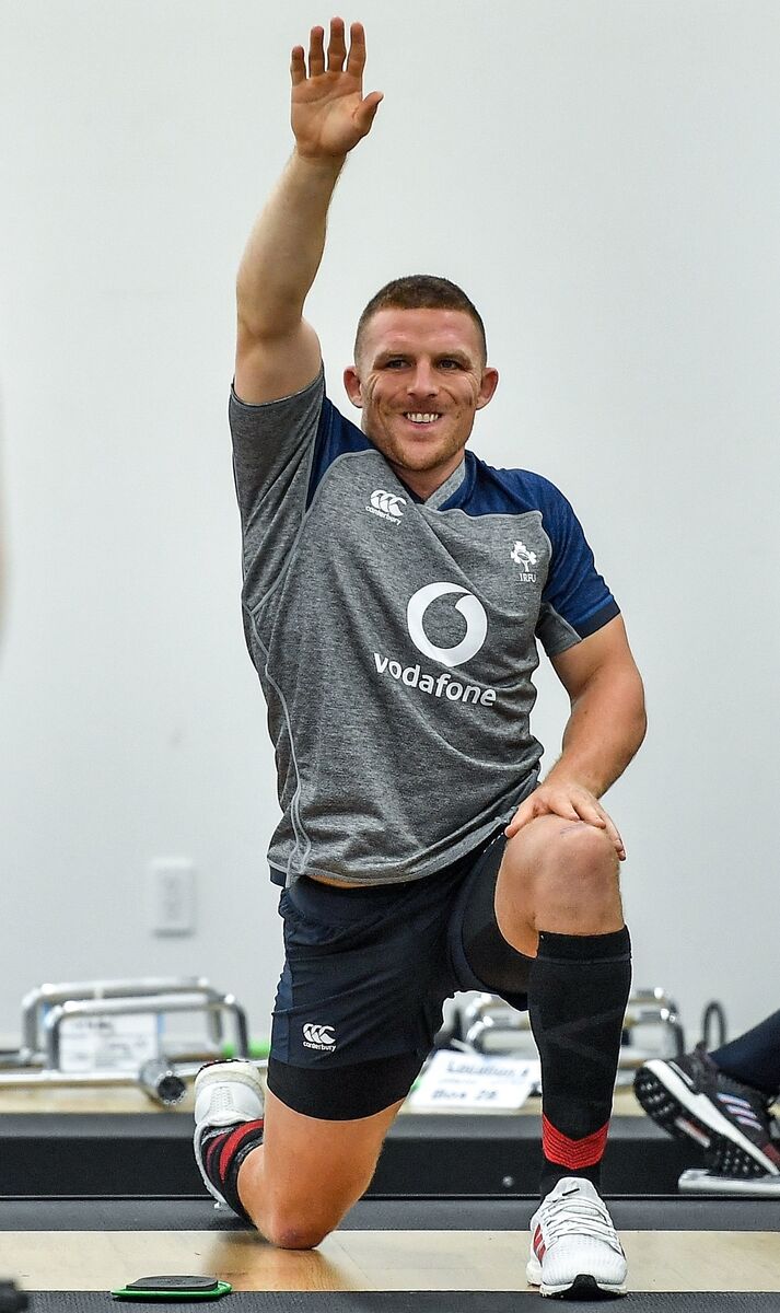Hello there: Andrew Conway at the Ireland Rugby gym session today. Pic: Brendan Moran/Sportsfile