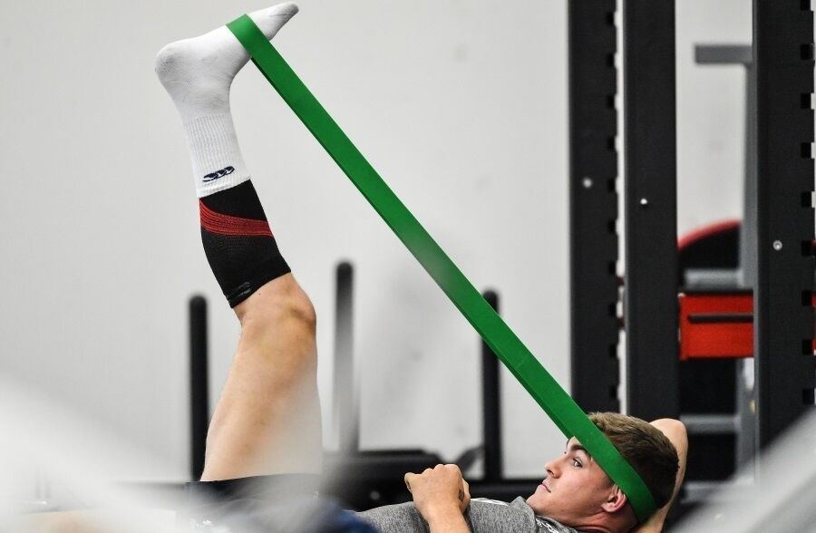 Head to toe: Garry Ringrose at the Ireland Rugby gym session today. Pic: Brendan Moran/Sportsfile