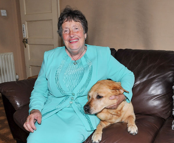 Lena Gourley at her home in Cork with her dog Elsa. Picture: David Keane.