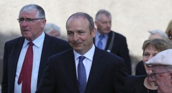 Fianna Fáil leader Micheál Martin at Peter Barry's funeral today. Pic: PA