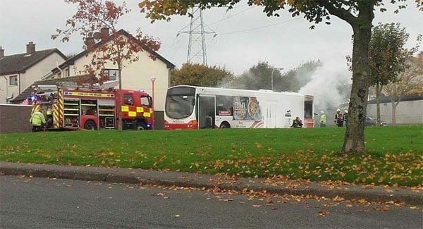 Fire fighters tackle bus fire in Cork city