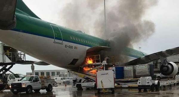 Pictures show dramatic fire that grounded Aer Lingus plane