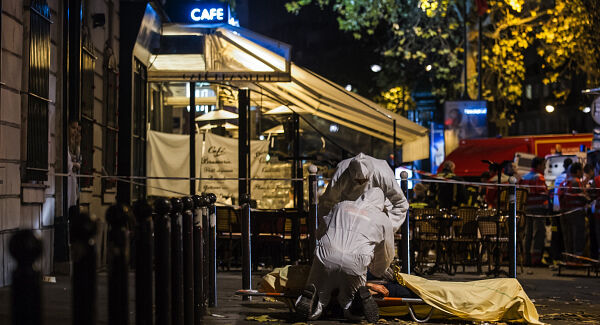 The scene outside the Bataclan on the night of the attack. The scene outside the Bataclan on the night of the attack.