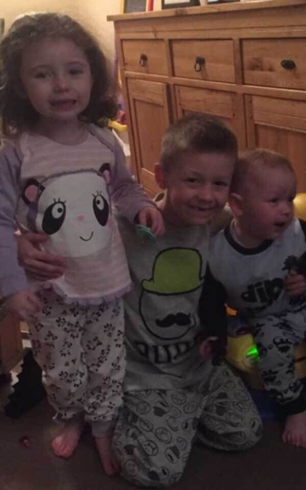 Four-year-old Evie-Lily Crompton (left), nine-year-old Morgan Lund (centre) and two-year-old Kyle Crompton (right)